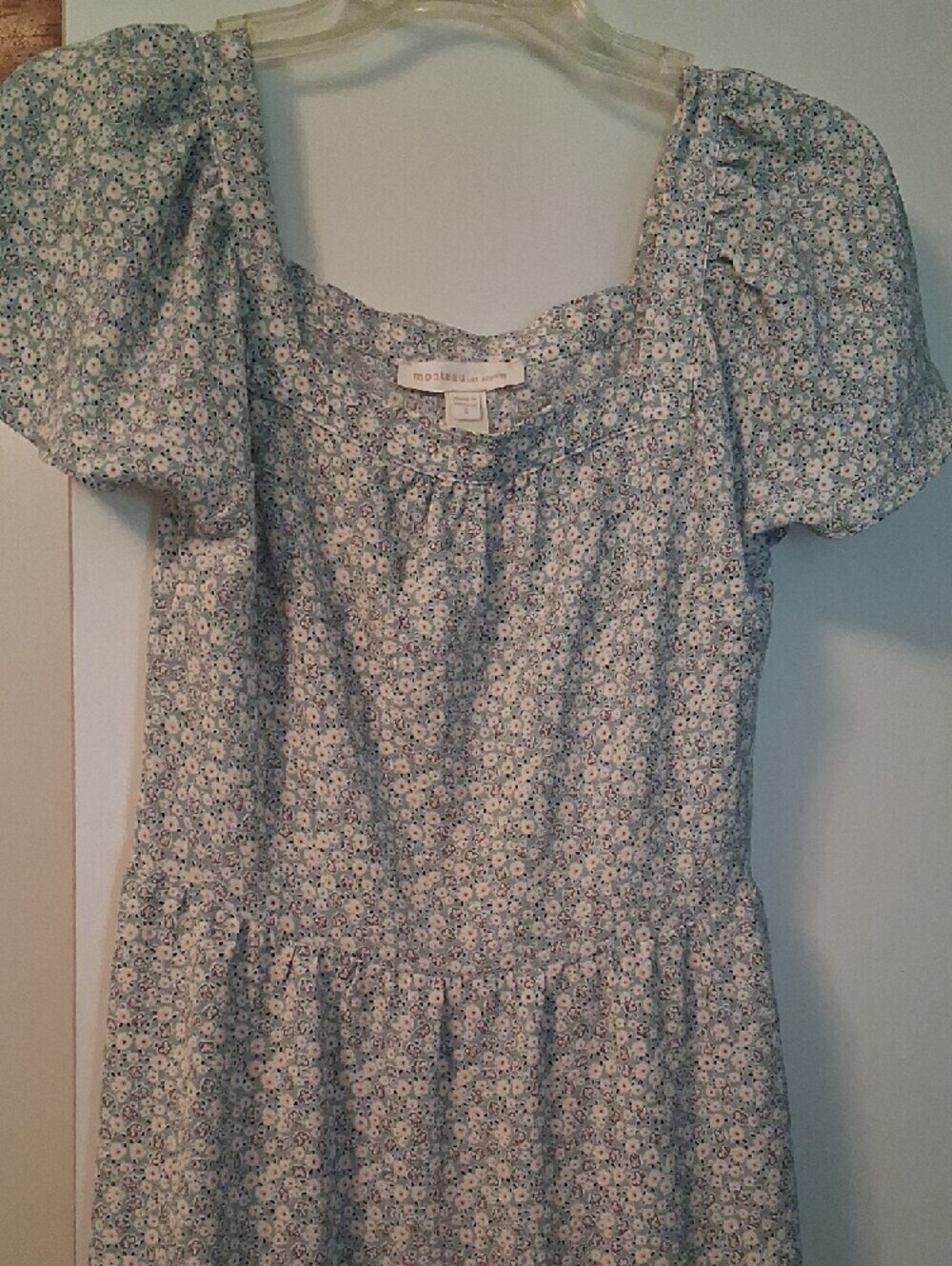 Monteau Los Angelos Blue Floral Square-Neck Midi Dress - Picture 3 of 14